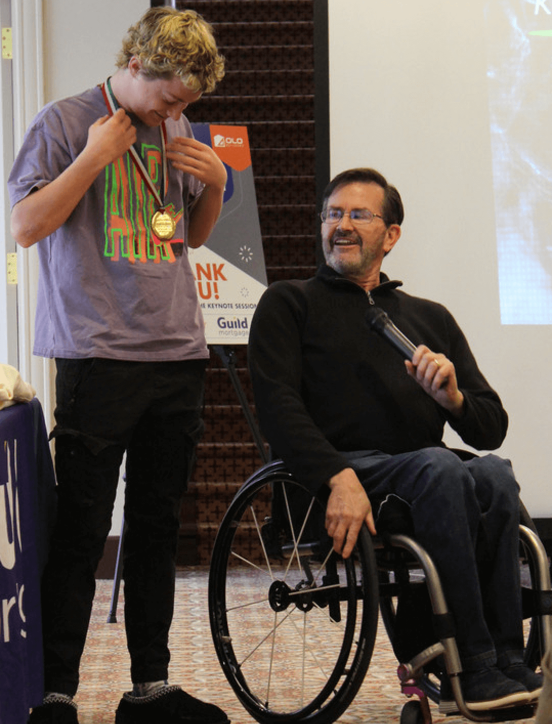 Keynote speaker Mike Schlappi — going for gold on and off the court.